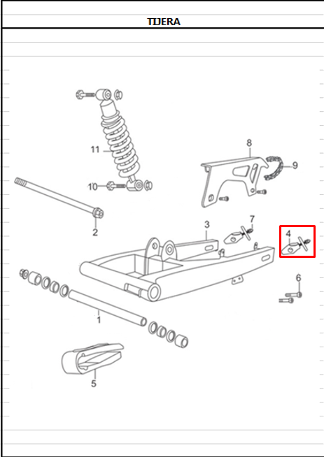 Tensor izquierdo de cadena ttx AKT 180 original
