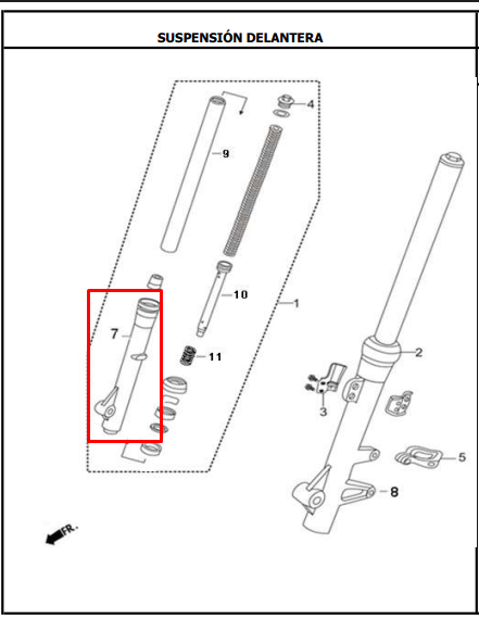 Barra de suspension delantera derecha ttr AKT 150 original