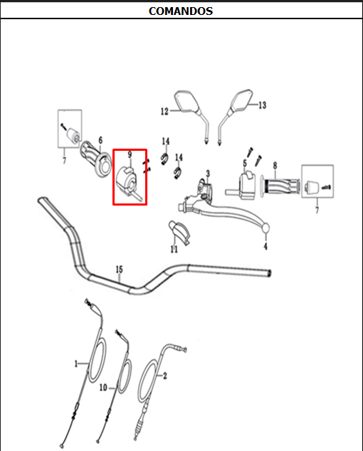 Comando derecho cr5 - evo 125 r3 - evo 150 rakt 3 original