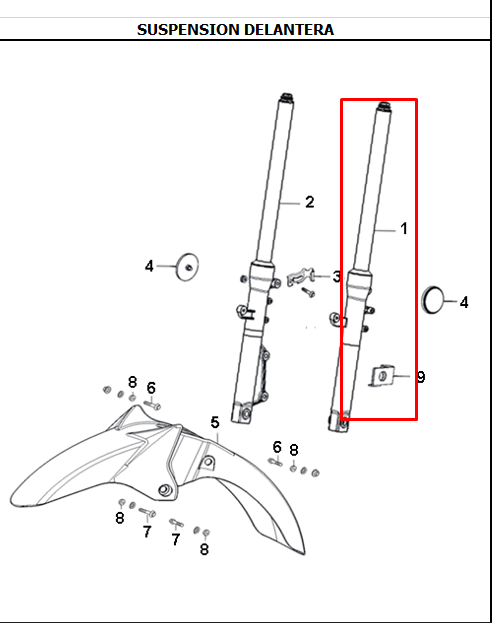 Suspension Delantera Izquierda Evo 125 R3 - Evo 150 y Más