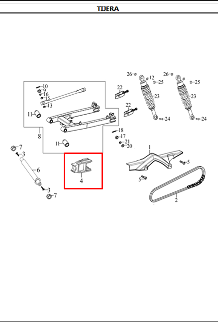 Deslizador de cadena evo 125 r3 - evo 150 rakt 3 original