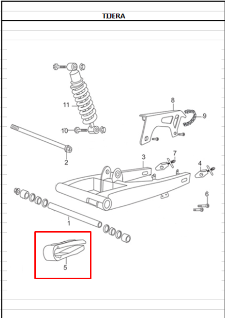 Deslizador de cadena ttx 180 - ttr AKT 180 original