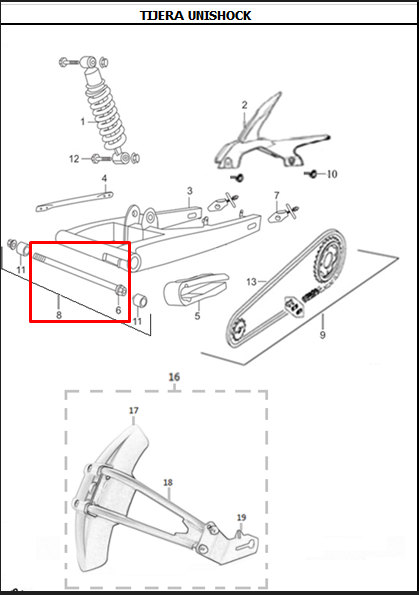 Eje de tijera evo 125 r3 - evo 150 rakt 3 original