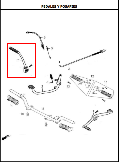 Pedal de crank nkd-r 125 - AKT original