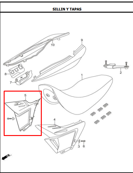 Tapa derecha ttr 125 - ttr AKT 150 original