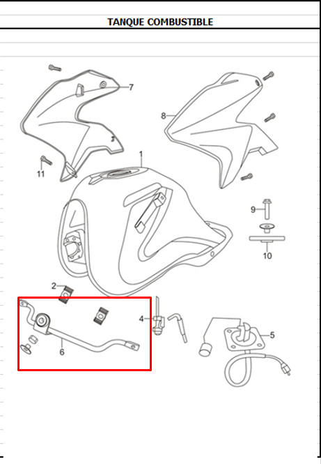 Soporte para aletas de tanque ttr 180 - ttx AKT 180 original