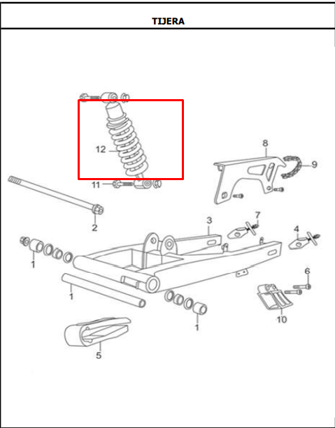 Amortiguador ttr 125/150/180 - ttx 180/akt 200 original (unidad 1)