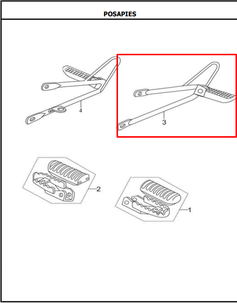 Soporte reposapie ttr AKT 150 original (trasero izquierdo)