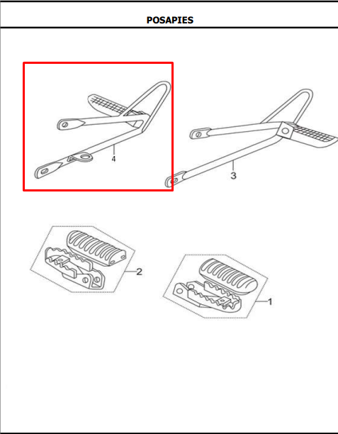 Soporte reposapie ttr AKT 150 original (trasero derecho)