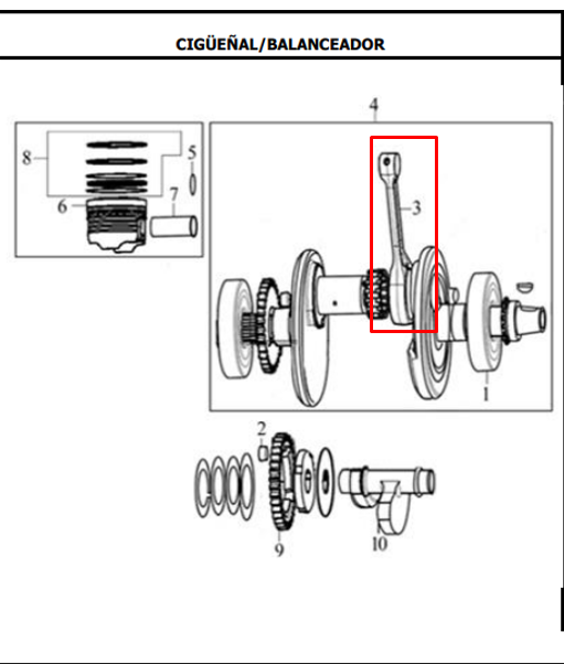 Kit de biela cr5 - ttr 180 - ttr 200- ttx AKT 180 original