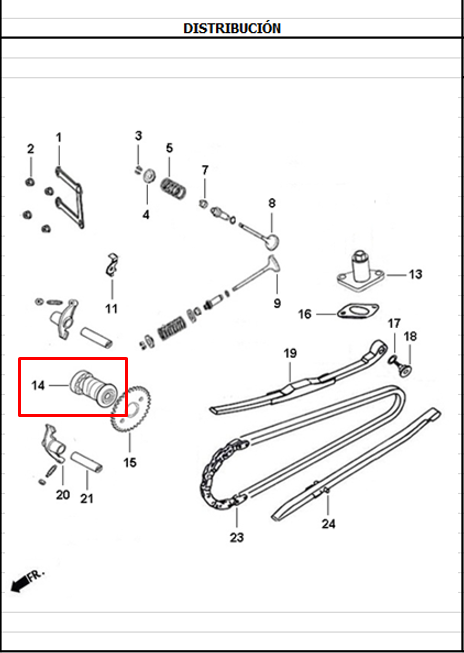 Arbol de levas dynamic 125 (2012-16) - jet AKT 4 original