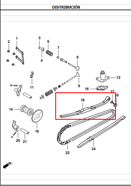 Guia tensora de cadenilla jet AKT 4 original