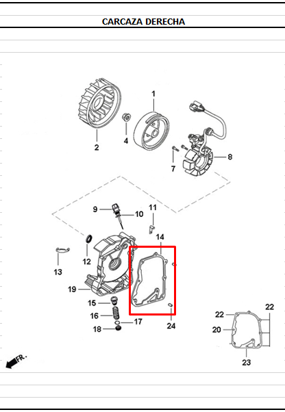 Empaque tapa volante dynamic 125 - jet4 AKT 125 original