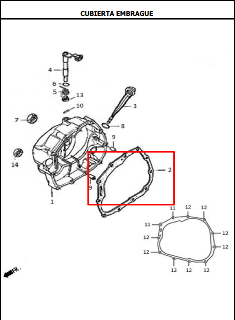 Empaque clutch evo ne 125 - evo ne 150 AKT original