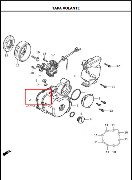 Empaque tapa volante evo ne 125 - evo ne 150 AKT original