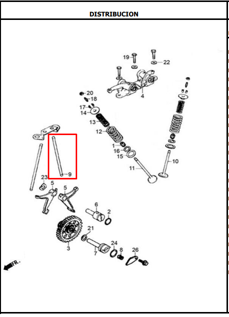 Varilla de empuje evo ne 125 - evo ne 150 - ttr 125 - ttr AKT 150 original