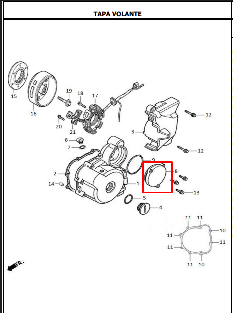 Tapa motor de arranque AKT original