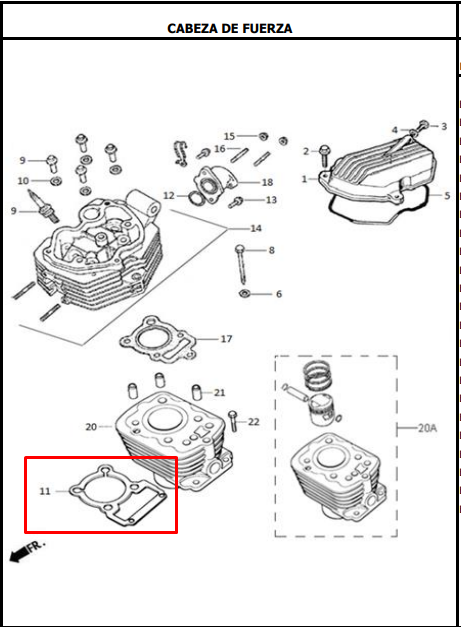 Empaque cilindro evo ne 125 - evo ne 150 AKT original
