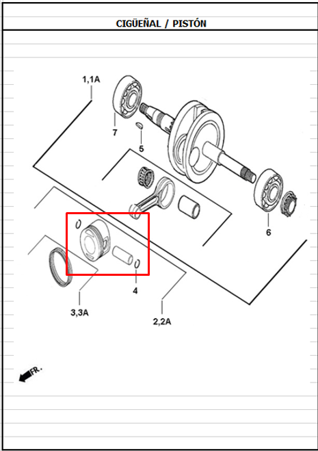 Kit piston jet 4 - dynamic 125 (2012-16) AKT original (estandar)