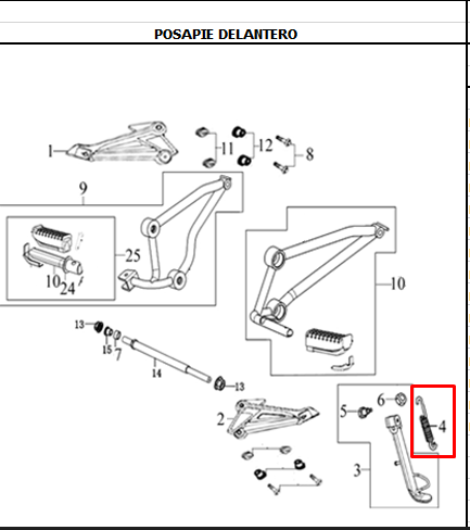 Resorte de gato lateral evo ne 125 - evo ne 150 AKT original