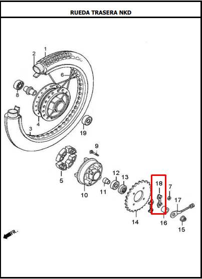 Arandela de sprocket nkd AKT 125 original (milimetros 8)