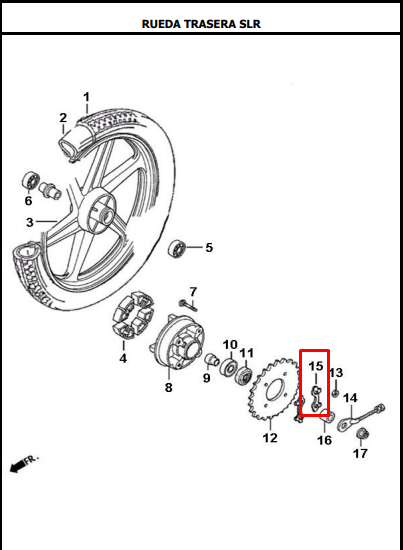 Arandela de sprocket nkd AKT 125 original (milimetros 8)