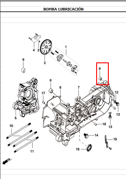 Buje soporte de motor (08x20x16x19) dynamic AKT 125 original