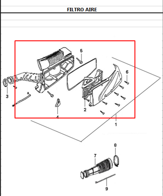 Caja de filtro de aire dynamic AKT 125 original (completa)