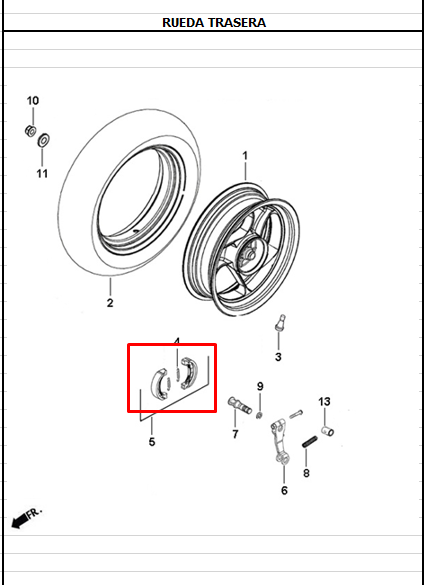 Bandas de freno trasero dynamic 125 - jet AKT 4 original
