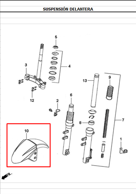 Guardabarros delantero dynamic AKT 125 original