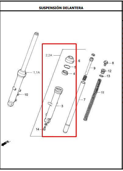 Suspensión delantera izquierda AKT original