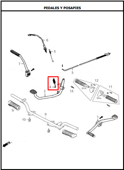 Resorte pedal de freno AKT original