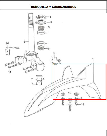 Guardabarros delantero ttr AKT 200 original (gris)