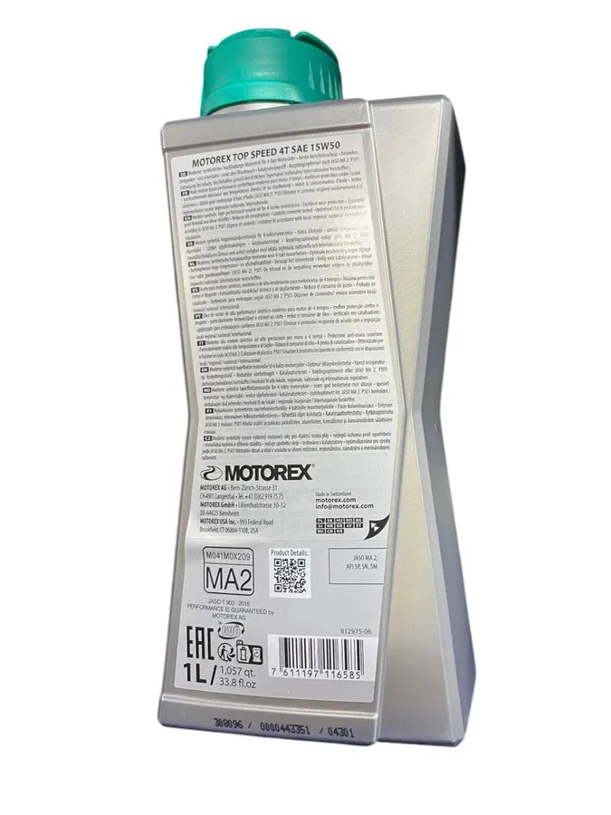 Aceite de motor MOTOREX 15wtopspeed 50 sintetico tiempos 4