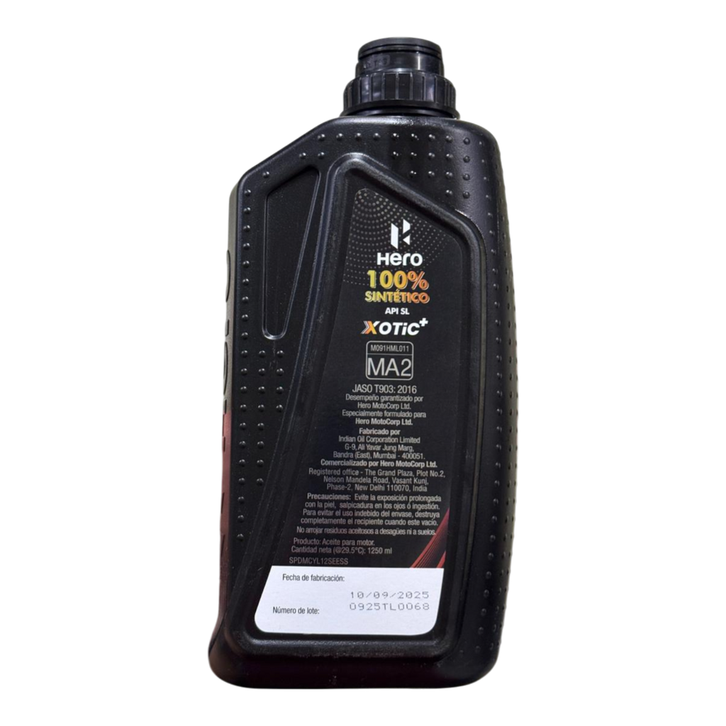 Aceite de motor HERO 10wsintetico 30 xotic+ tiempos 4 (1250ml)