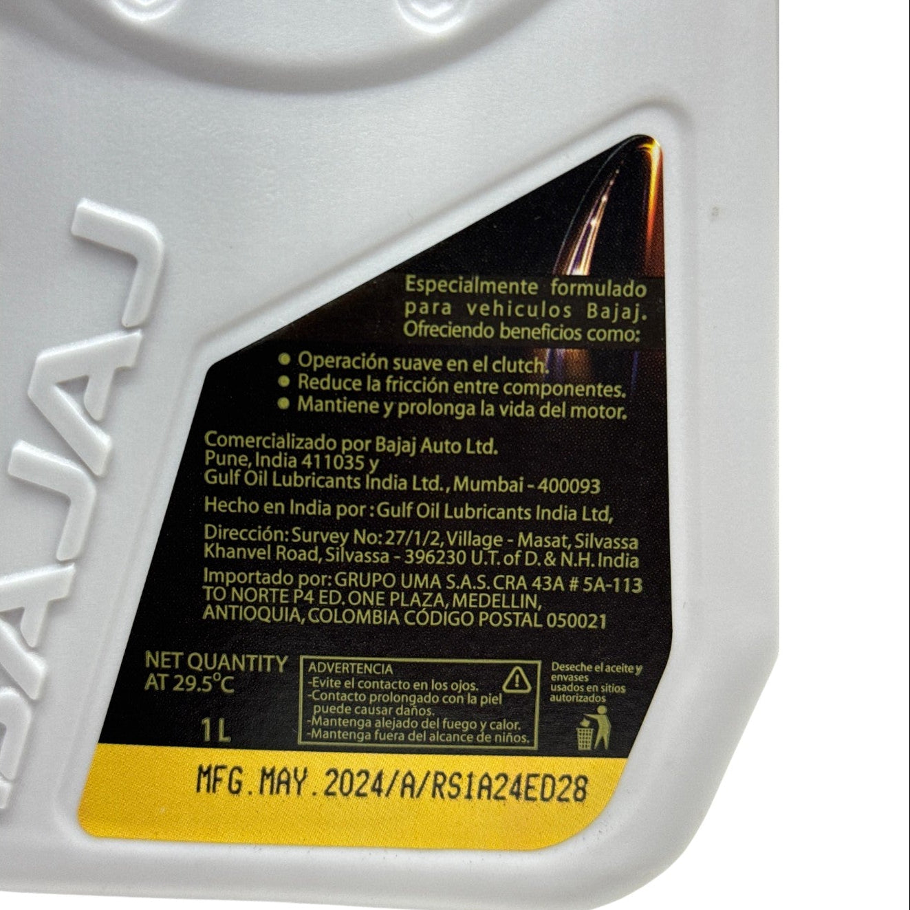 Aceite de motor BAJAJ sintético 10w50 litro 1 tiempos 4