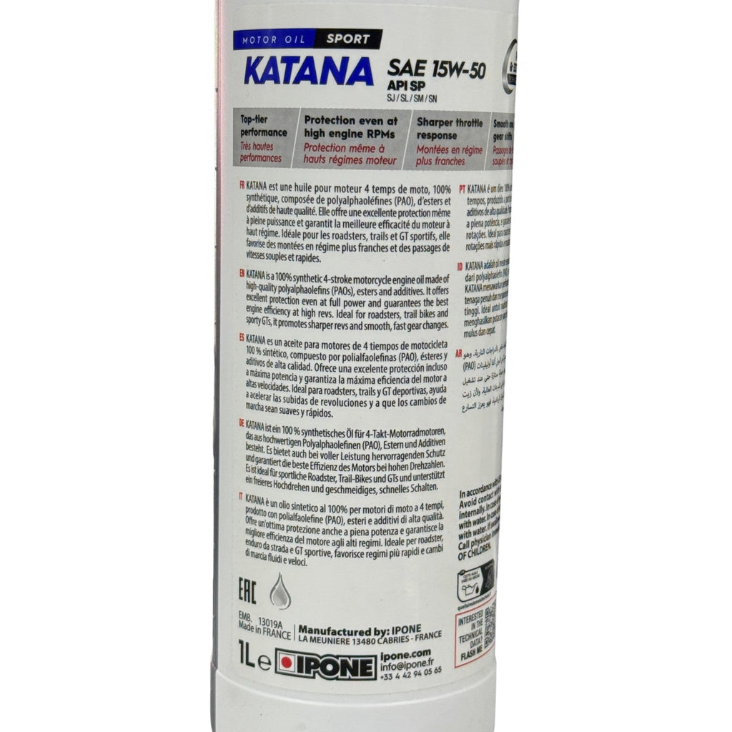 Aceite de motor IPONE 4t katana 15w‑50 100% sintético 1l
