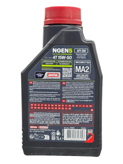 Aceite de motor MOTUL 15wsemisintetico 50 ngen5 tiempos 4