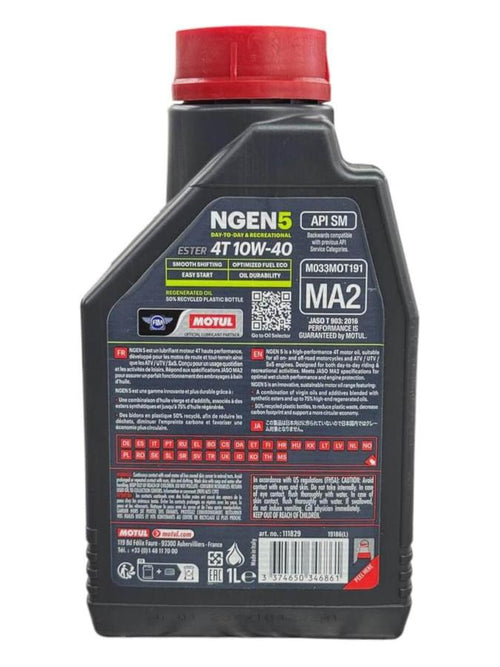 Aceite de motor MOTUL 10wsemisintetico 40 ngen5 tiempos 4