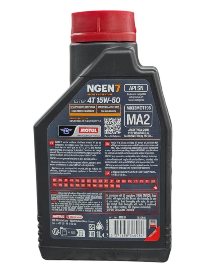 Aceite de motor MOTUL 15wsintetico 50 ngen7 tiempos 4