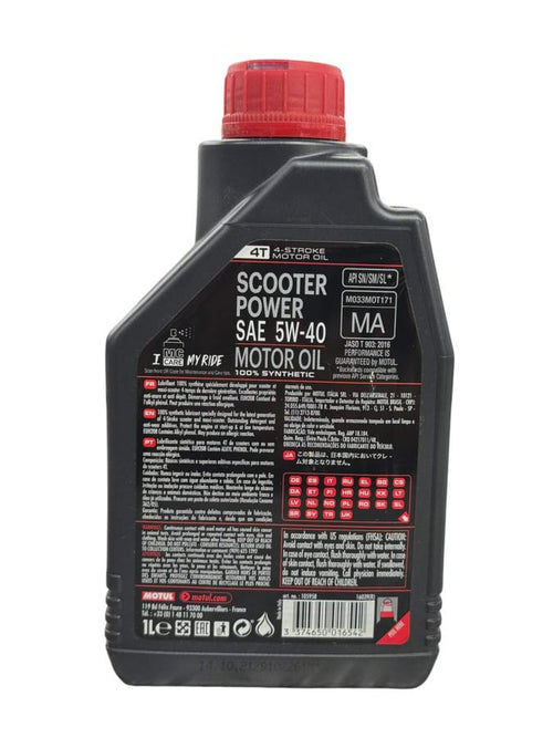 Aceite de motor MOTUL scooter power 5wsemisintetico 40 tiempos 4