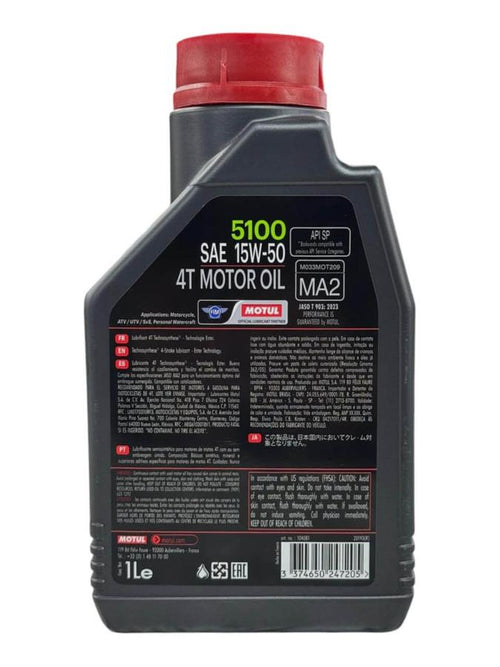 Aceite de motor MOTUL 15wsemisintetico 50 tiempos 4 5100