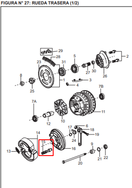 Eje de leva freno trasero pulsar BAJAJ original