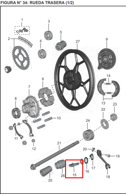 Eje de leva freno trasero pulsar BAJAJ original