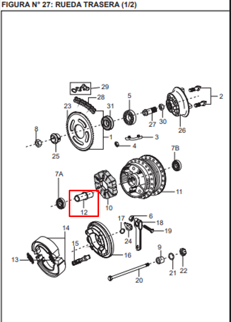 Buje trasero (15x22x57/a27.5) pulsar BAJAJ original