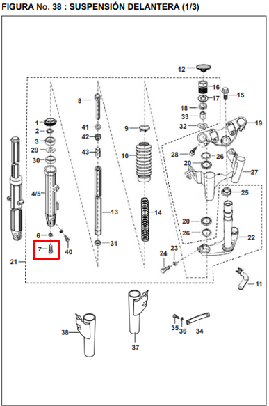 Tornillo de telescopio pulsar BAJAJ 180 original