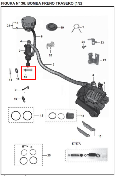 Pasador bomba de freno trasero pulsar ns 200 BAJAJ original