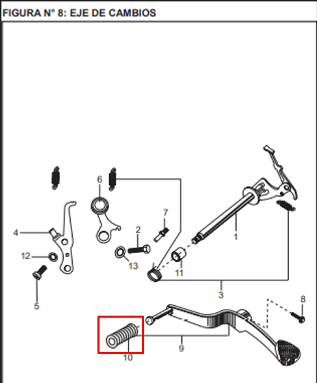Caucho pedal de cambios pulsar BAJAJ original