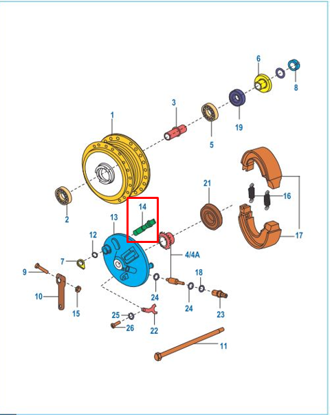 Eje de leva freno delantero boxer BAJAJ 100 original