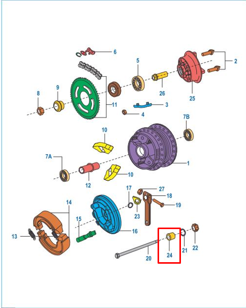Buje Trasero Derecho Boxer 100 S1D Bajaj Original
